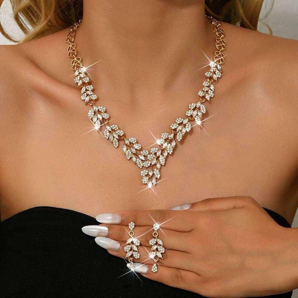 Cross border alloy necklace earring set, bride's wedding banquet dress, paired with women's jewelry Z260313