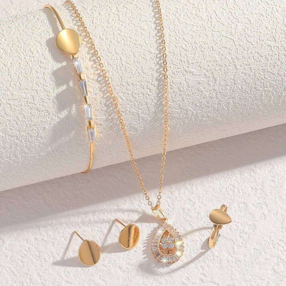 Euramerican ins style women's creative necklace earrings bracelet ring Fried Dough Twists set jewelry Z260313