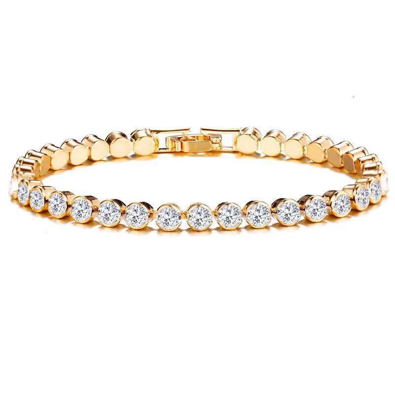 14k Gold Filled Bracelet 3mm 4mm Cubic Zirconia Classic Tennis Link Bracelets For Women Girls Z260313