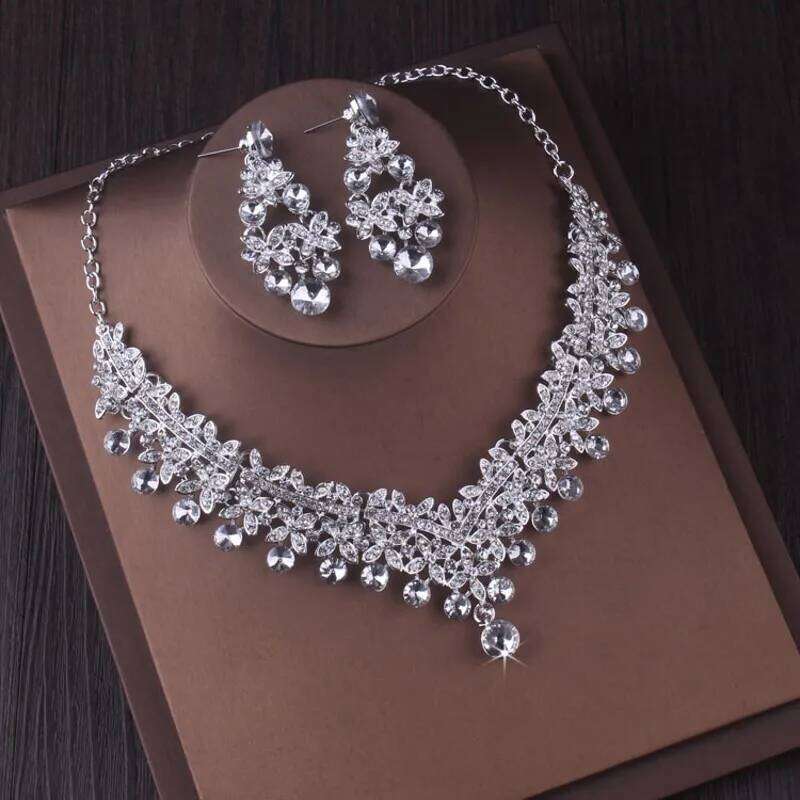 Baroque Crystal Bridal Jewelry for Women Fashion Tiaras Earrings Necklaces Set Wedding Crown Necklace Dubai Jewellry Sets Z260313