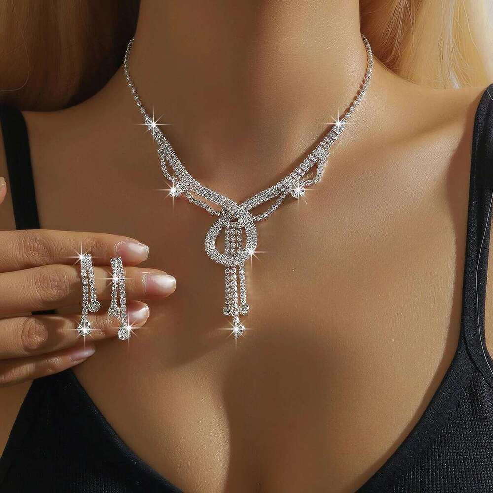 3PC Women's Fashion Copper Claw Chain Series Geometric Tassel Necklace Earrings Jewelry Set Wedding Banquet Party Holiday Gift Z260313