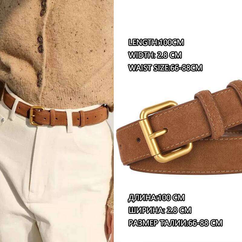 Fashion Suede Cowhide Skinny Belt for Women Trendy Genuine Leather Waistband with Jeans Pants Dress Ladies Thin Belts Z260226