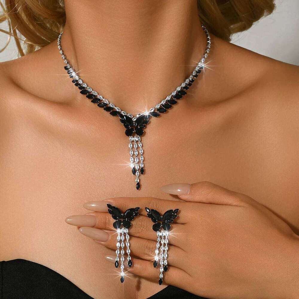 European and American new exquisite socialite style necklace earrings in multiple colors two-piece set Z260313