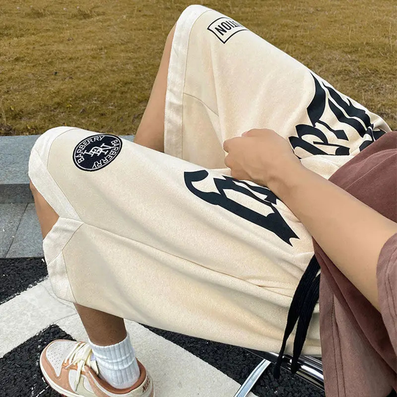 Gmiixder Hiphop Letter Printed Shorts Mens American Summer Street Shorts Loose Versatile Sports Casual Half Pants 260311