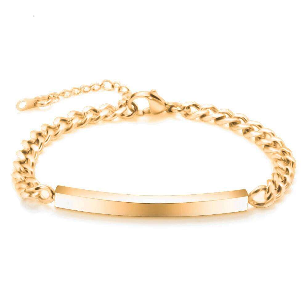 4MM and 7MM smooth long strip laser stainless steel couple bracelets that can be engraved Z260313