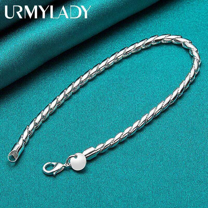 URMYLADY 925 Sterling Silver 4MM Cord Chain Bracelet For Women Men Wedding Party Fashion Jewelry Z260313