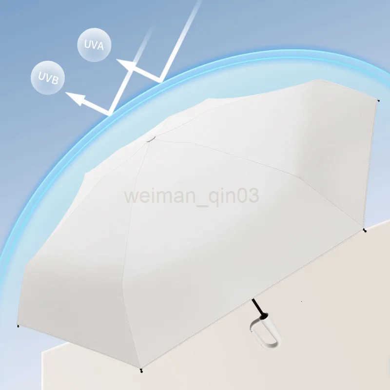 Portable buckle handle mini umbrella folding umbrella with five fold full blackout black rubber sunscreen umbrella UV resistant H260314