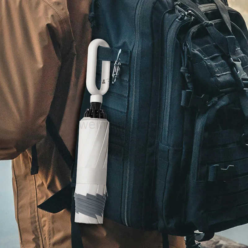 20Bones Windproof Manual Folding Umbrella with Loop Buckle UPF50Mens and Womens Portable Compact Sunshade Umbrella H260314