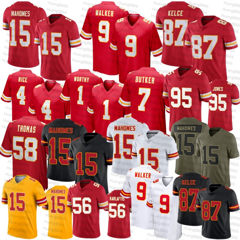 Patrick Mahomes Travis Kelce Football Jersey Kenneth Walker III Butker Rashee Rice Chris Jones Hopkins Karlaftis Xavier Worthy Thomas Humphrey