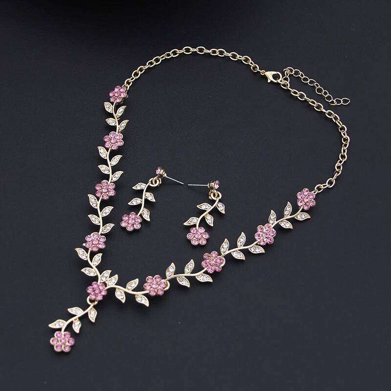 Fashion Pendants Earrings Sets for Women Flower Jewelry Bridal Wedding Choker Necklace Set Accessories Z260313