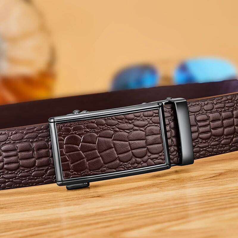 Leather men's fashionable automatic buckle waist belt, personalized casual pants belt Z260226