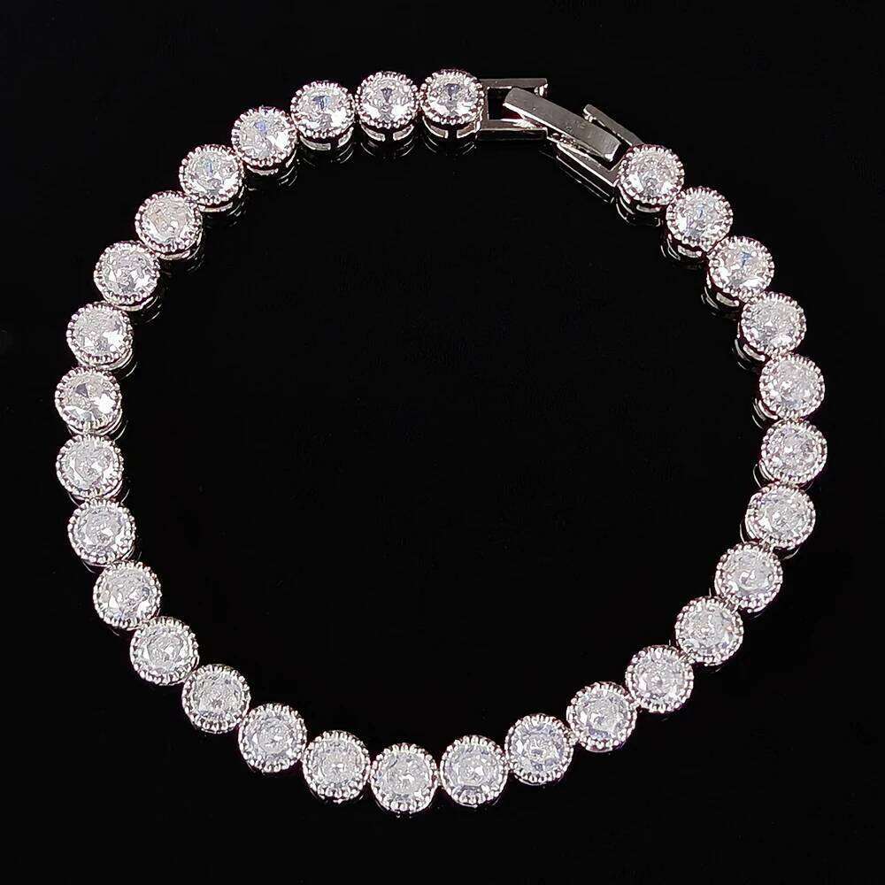 Luxury 4mm Round CZ silver color on hand Tennis Bracelet & Bangles For Women Jewelry Wedding Valentine's Day Gift S4785 Z260313
