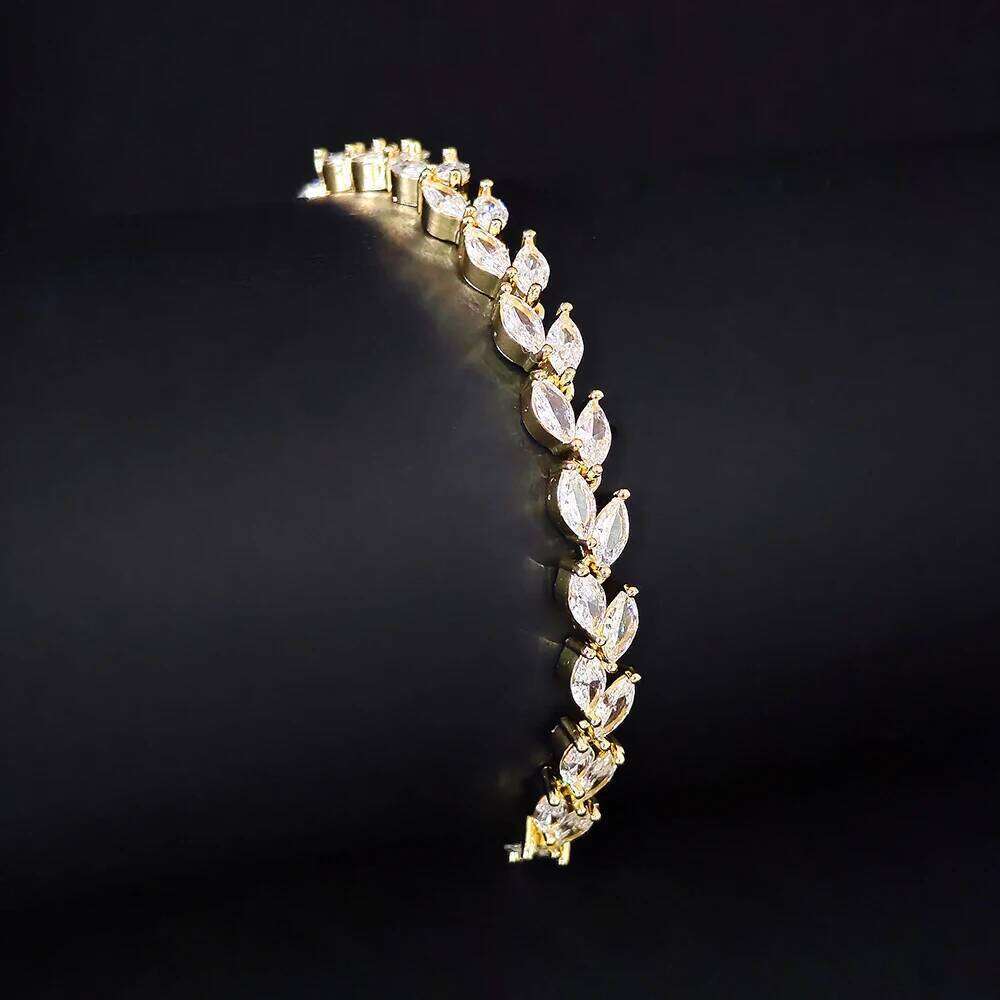 Trendy Cubic Zirconia Leaf Bridal Bracelets Bangle for Women White Color Adjustable Bracelet Wedding Jewelry S8482 Z260313