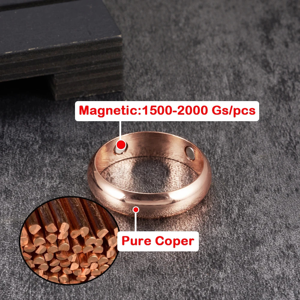 Vinterly Pure Copper Magnetic Rings for Women Men 6mm Health Energy Finger Open Cuff Adjustable Jewelry High Magnet Resizable 260312