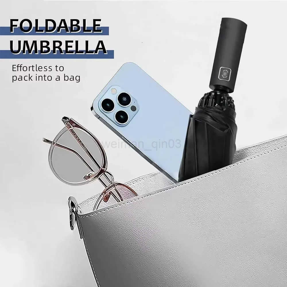 Strong Wind Resistant Umbrella 12K Ribs Fully-automatic Folding 108cm Diameter Business Outdoor Travel UV Parasol and Rain H260314