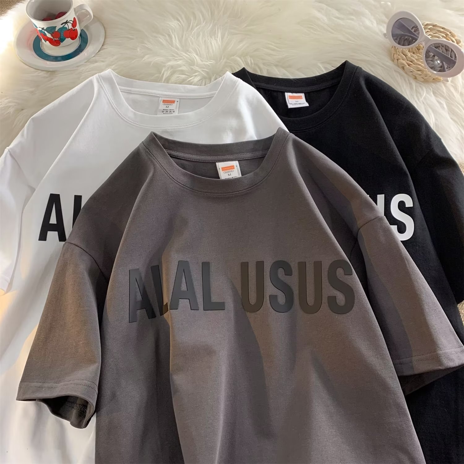 Summer Short Sleeve Men's Thin American High Street Designer Hoodie Fashion Trendy Plus Designer T-shirt Size Loose Base Shirt Polo Half Sleeve