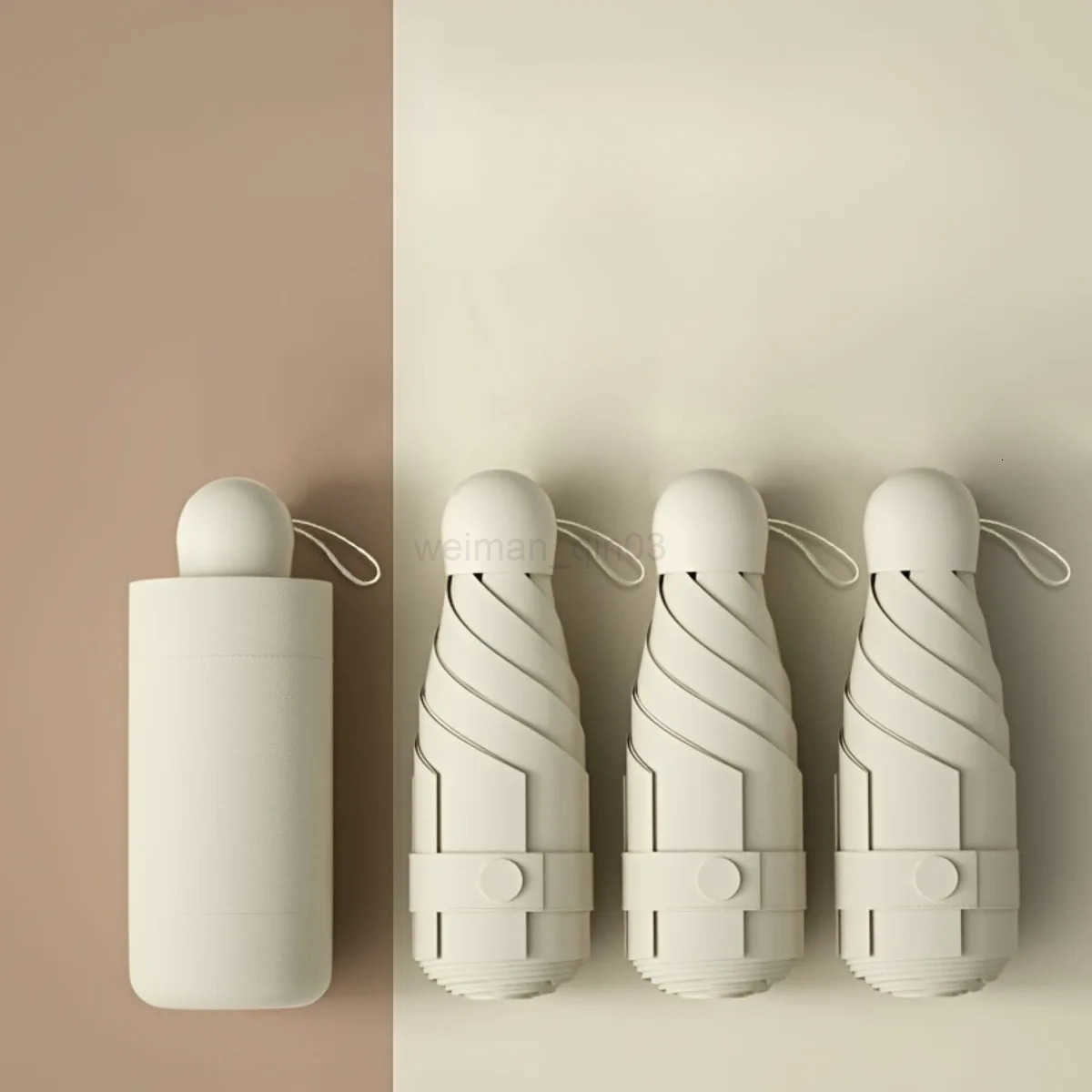 Compact black mini capsule umbrella - portable foldable manually open with sun protection coating durable design with H260314