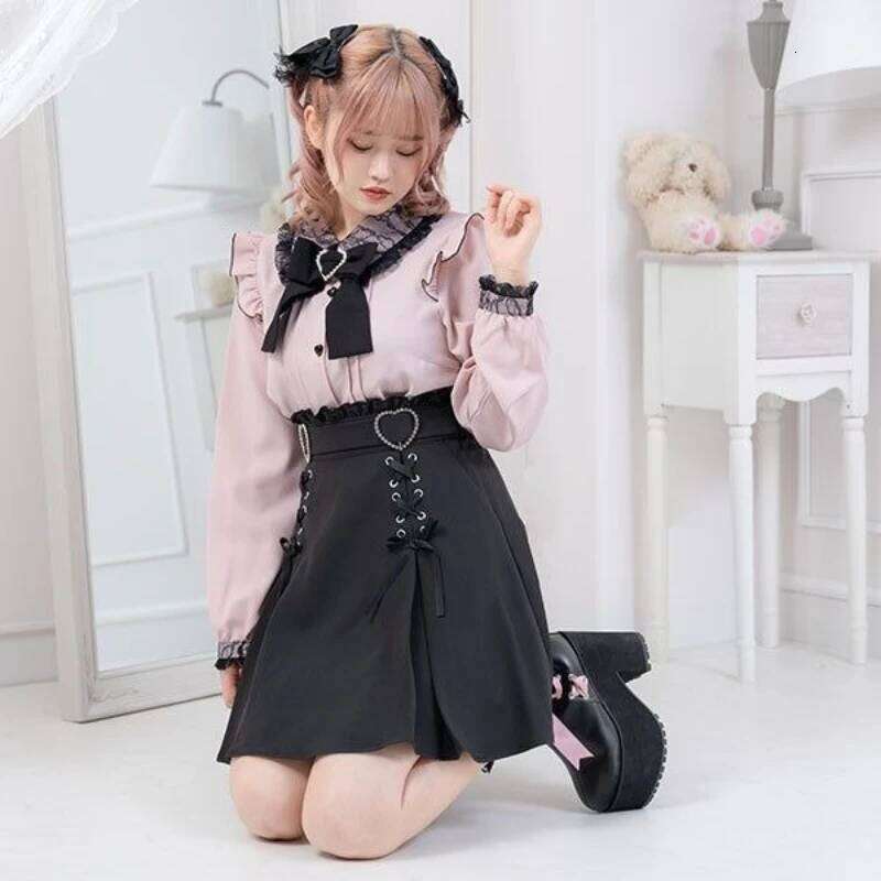 Women's Plus Size Lolita Style Black High Waist Slimming Summer Skirt Japanese Cute Soft Girl Fashion Flared Design S-3XL Z260314