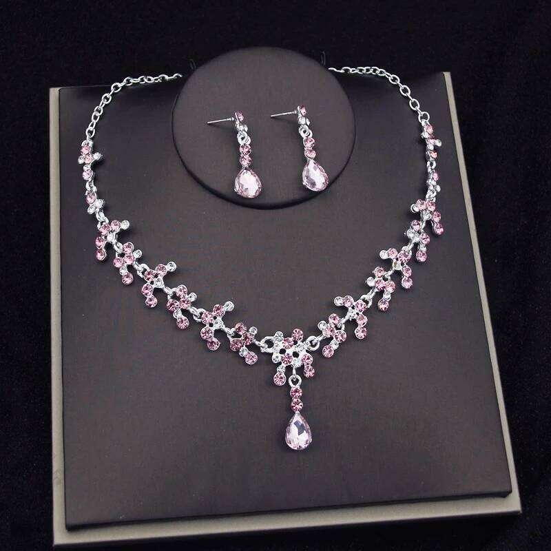 Princess Bridal Tiaras Jewelry Sets for Women Crown and Earring Necklace Set Birthday Party Wedding jewelry Bride Accessories Z260313