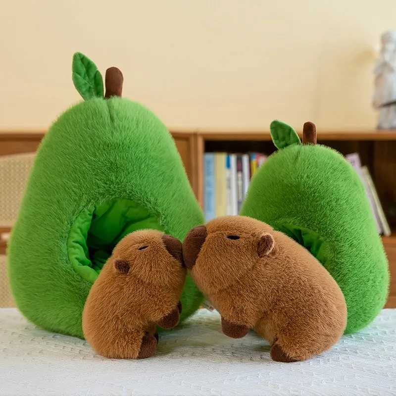 Capybara Avocado Plush Toy Doll Capibala Sleeping Pillow Large Plushie Birthday Gift Kawaii Creative Fruit Rag Doll Cushion Y260314