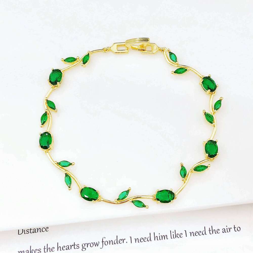 High Quality Sparkling Rhinestone Crystal Leaf Vine Flower Bracelet Luxury for Women Girl Party Wedding Gold-Plated Jewelry Gift Z260313