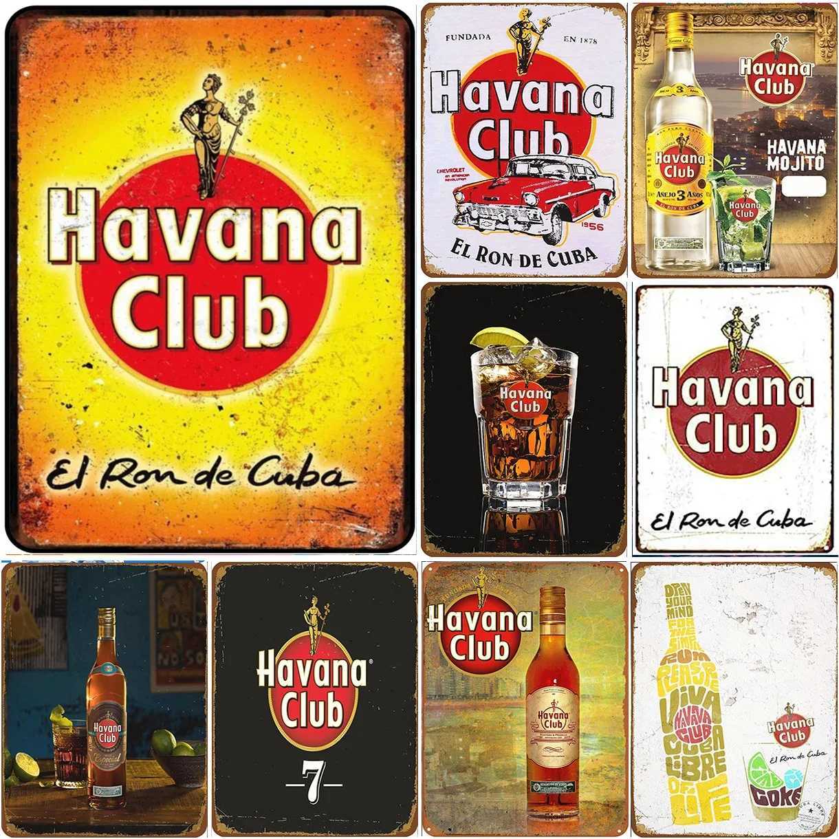 Havana Club Rum Metal Tin Signs Cuba Wall Posters Plaque Sign Vintage Iron Painting Decoration for Home Cafe Man Cave Club Ba D260314
