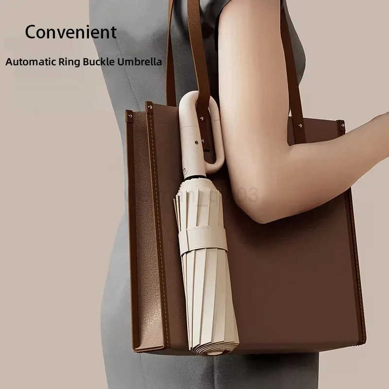 20 Bones 105cm Reinforce Ring Clasp Fully Automatic Umbrella for Men and Women Folding Windproof Strong Waterproof Sunscreen H260314