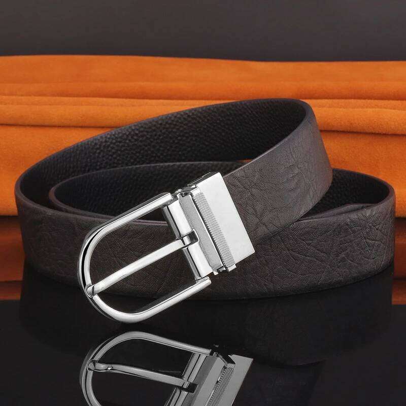 Classic Fashion Pin Buckle 3.3cm Belts Genuine Leather High Quality Waistband For Male Casual Young Men Cowhide Waist Strap Z260226