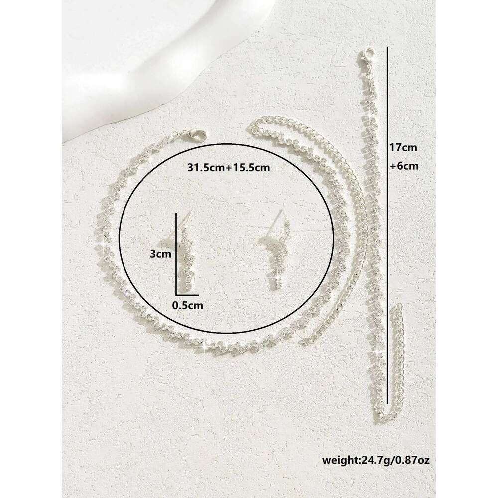 4PC Women's Fashion Copper Claw Chain Minimalist Necklace Earrings Bracelet Jewelry Set Wedding Banquet Party Holiday Gift Z260313