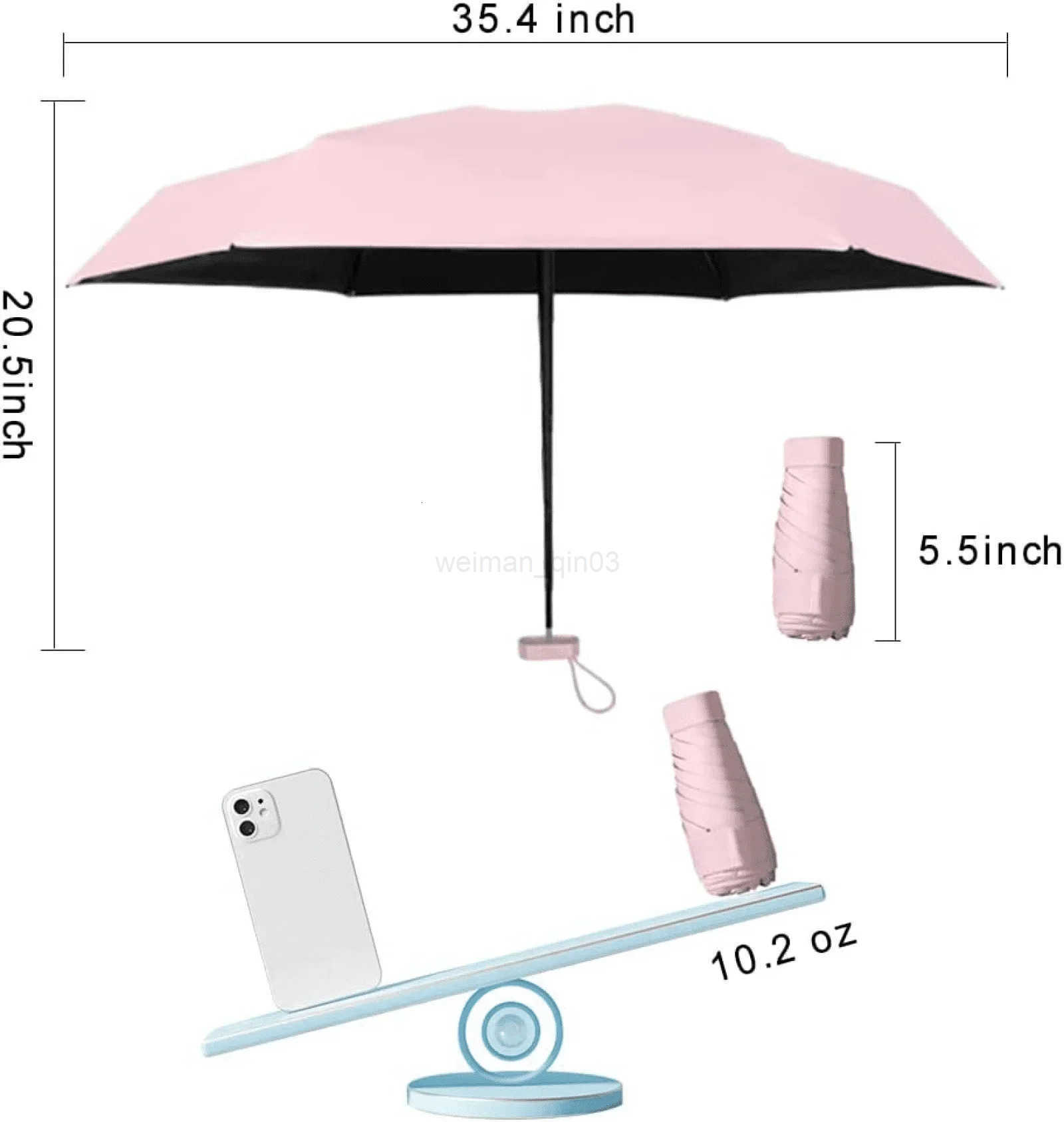 Mini Sun Umbrella with Umbrella Cover Sunny and Rainy Back Strap 6 Fold Sunscreen UV Protection Pocket Umbrella H260314