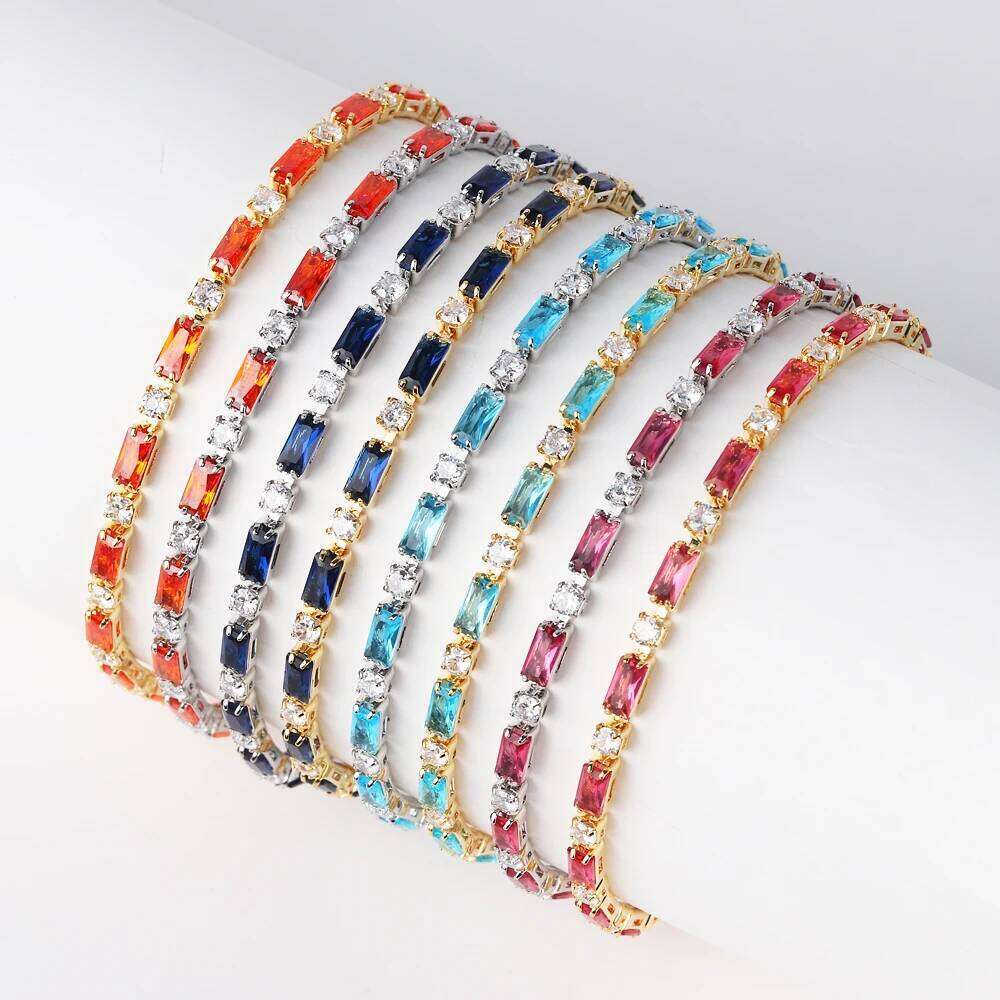 Luxury Rainbow Iced Out Zircon Tennis CZ Women's Stretch Adjustable Bracelet Hippie Fashion Accessories Jewelry Gifts Z260313