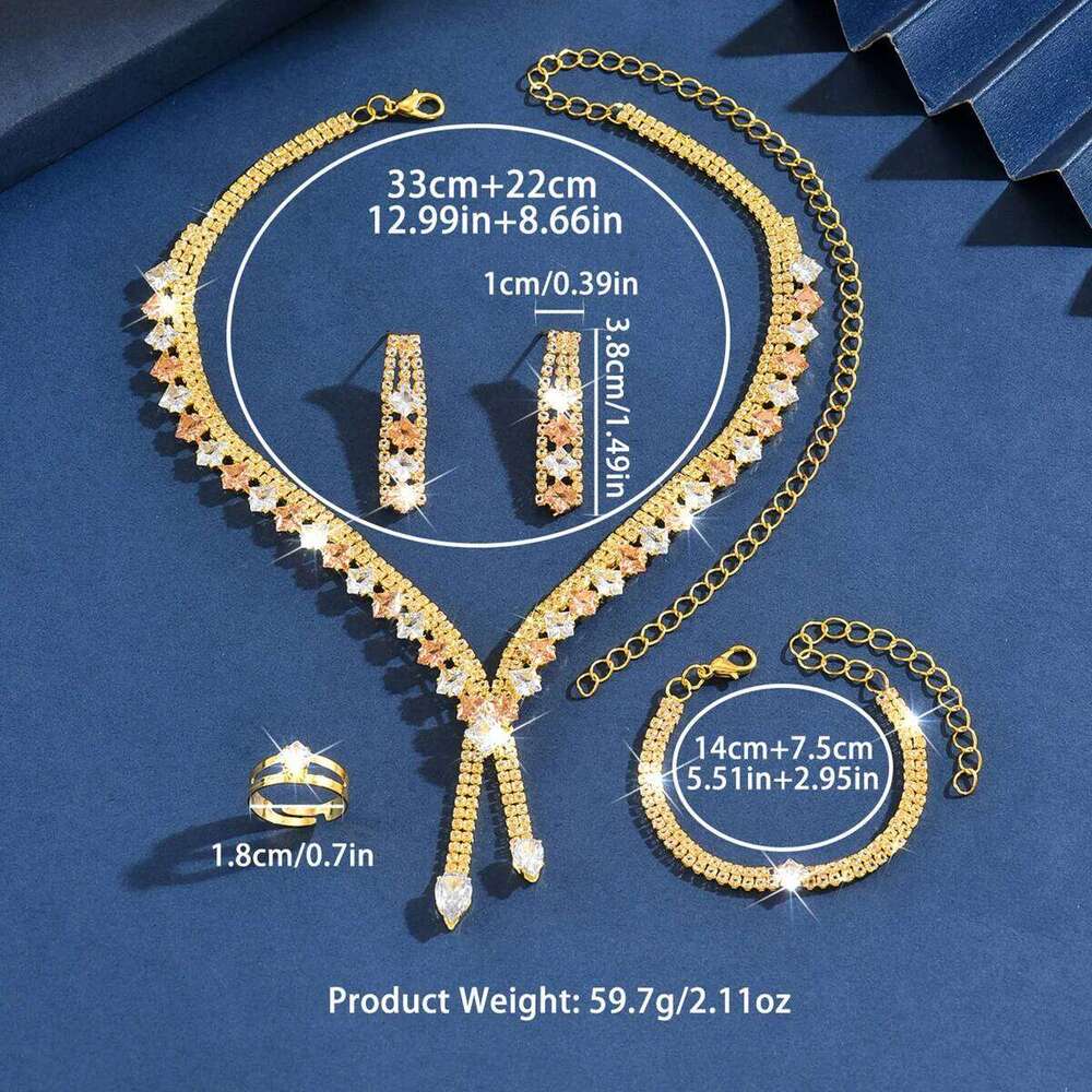 Simple and elegant, high-quality gold necklace, earrings, bracelet, ring, four piece set. New products are selling well Z260313