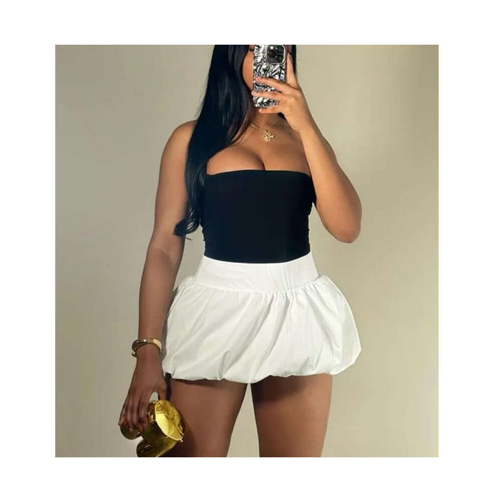 kliou Summer Women Above Knee Sexy&Club Cool cotton Skirt K24J46609 Girl Solid Band Folds Half Dress Miss All-Match Bottoms Z260314