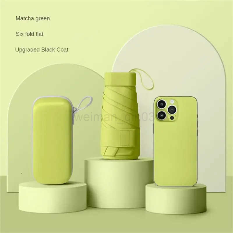 1pc Popular Multi-color Folding Portable Mini Pocket Umbrella Six-fold Umbrella Rainy And Sunny Dual-use Umbrella H260314