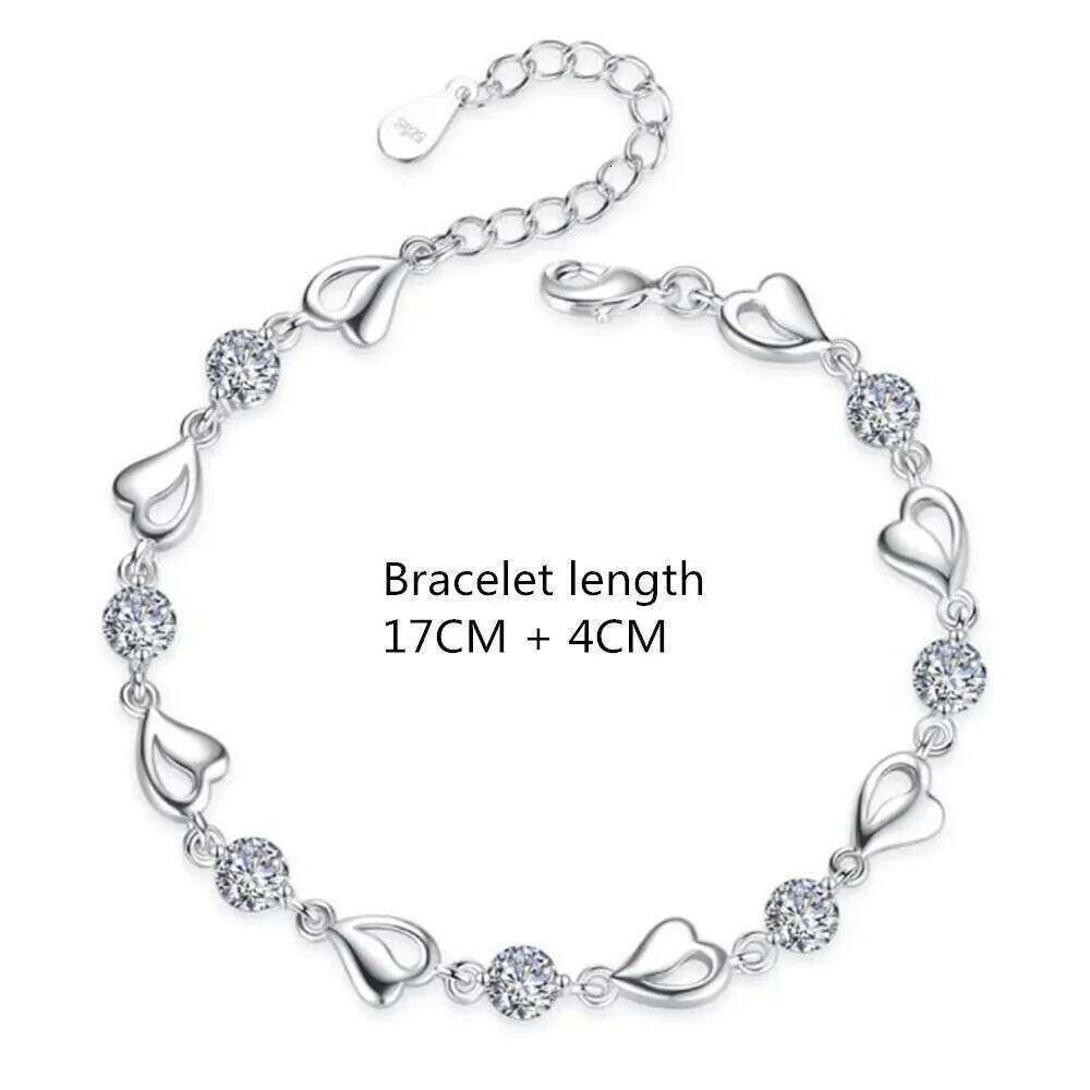 925 Sterling Silver Heart Shaped Zircon Bracelet For Women Retro Korean Blue Crystal Charm Bracelets Original Party Jewelry Gift Z260313