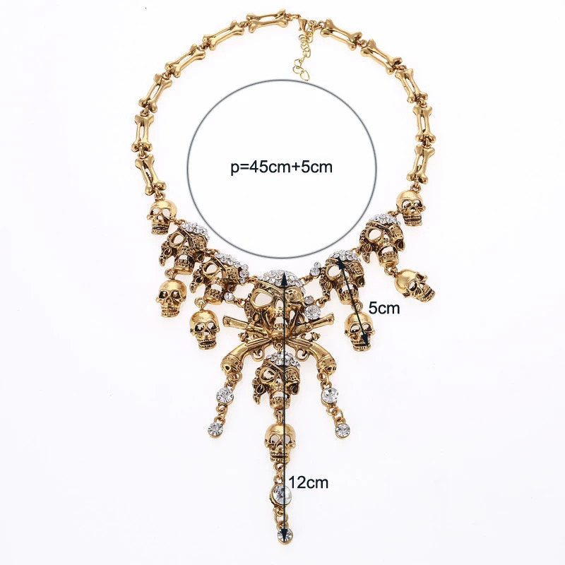 Classic Vintage Pirate Skeleton Skull Choker Necklace Pendant For Women Men Retro Rhinestone Biker Gothic Punk Party Jewelry 260312