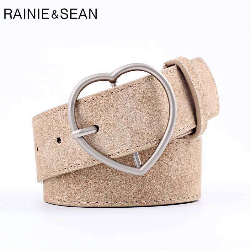 New Design Beige Love Buckle Waist Women Female Leather for Jeans Korean Fashion Ladies Accessories Belts Z260226