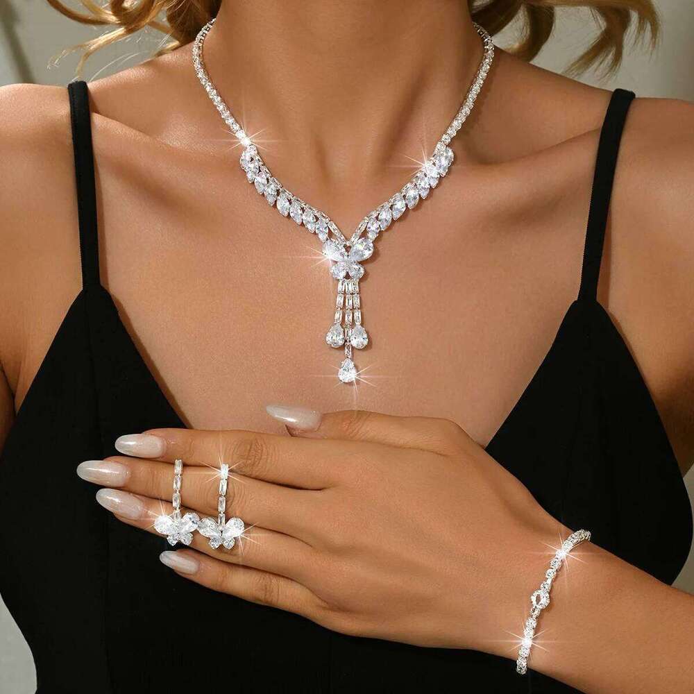 High end, suitable for various banquet trends, versatile rings, bracelets, earrings, necklaces, four piece set Z260313