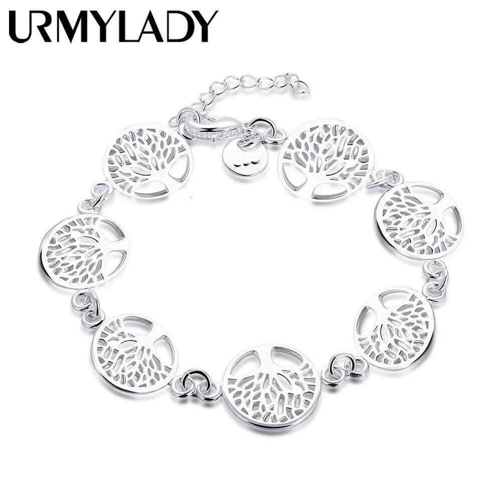 URMYLADY New wedding 925 sterling silver bracelet beautiful Tree flowers for women classic fashion jewelry wholesale 20CM Noble Z260313