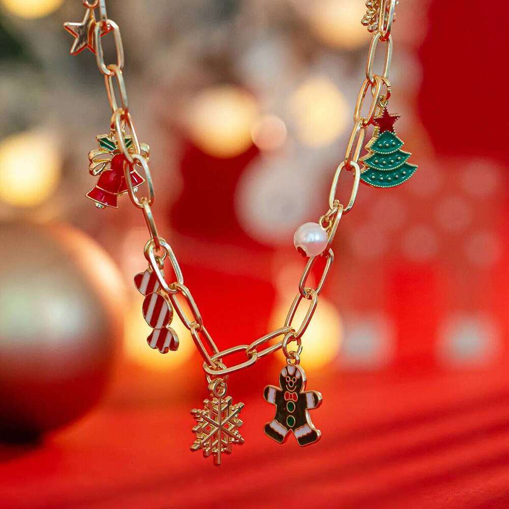 KunJoe Trendy Christmas Tree Snowflake Pendant Necklace Bracelet Hoop Earring Women New Year Jewelry Set Gift Clavicle Chain Z260313
