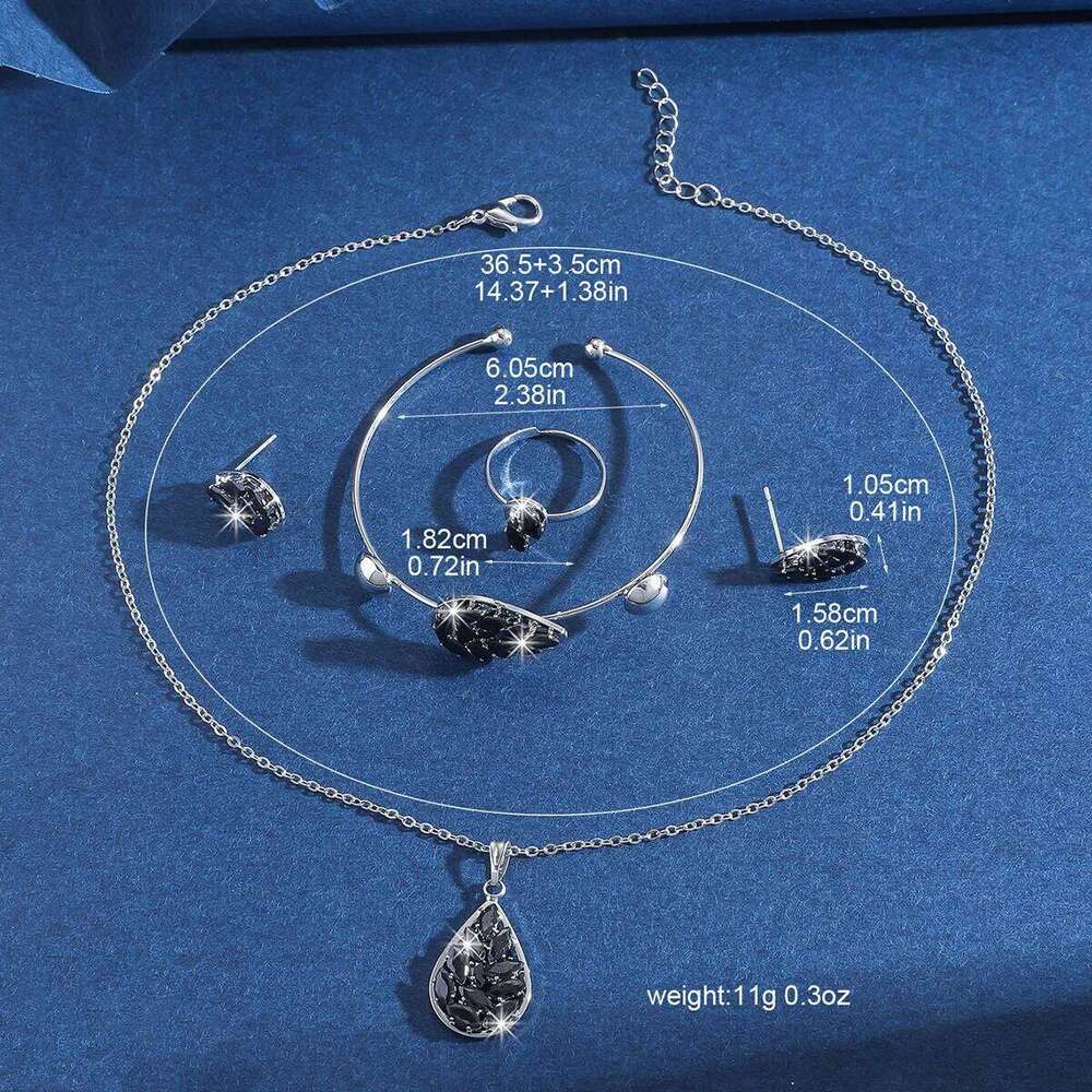 Four sets of water droplet necklace earrings, French style light luxury temperament, high-end design earrings for women Z260313