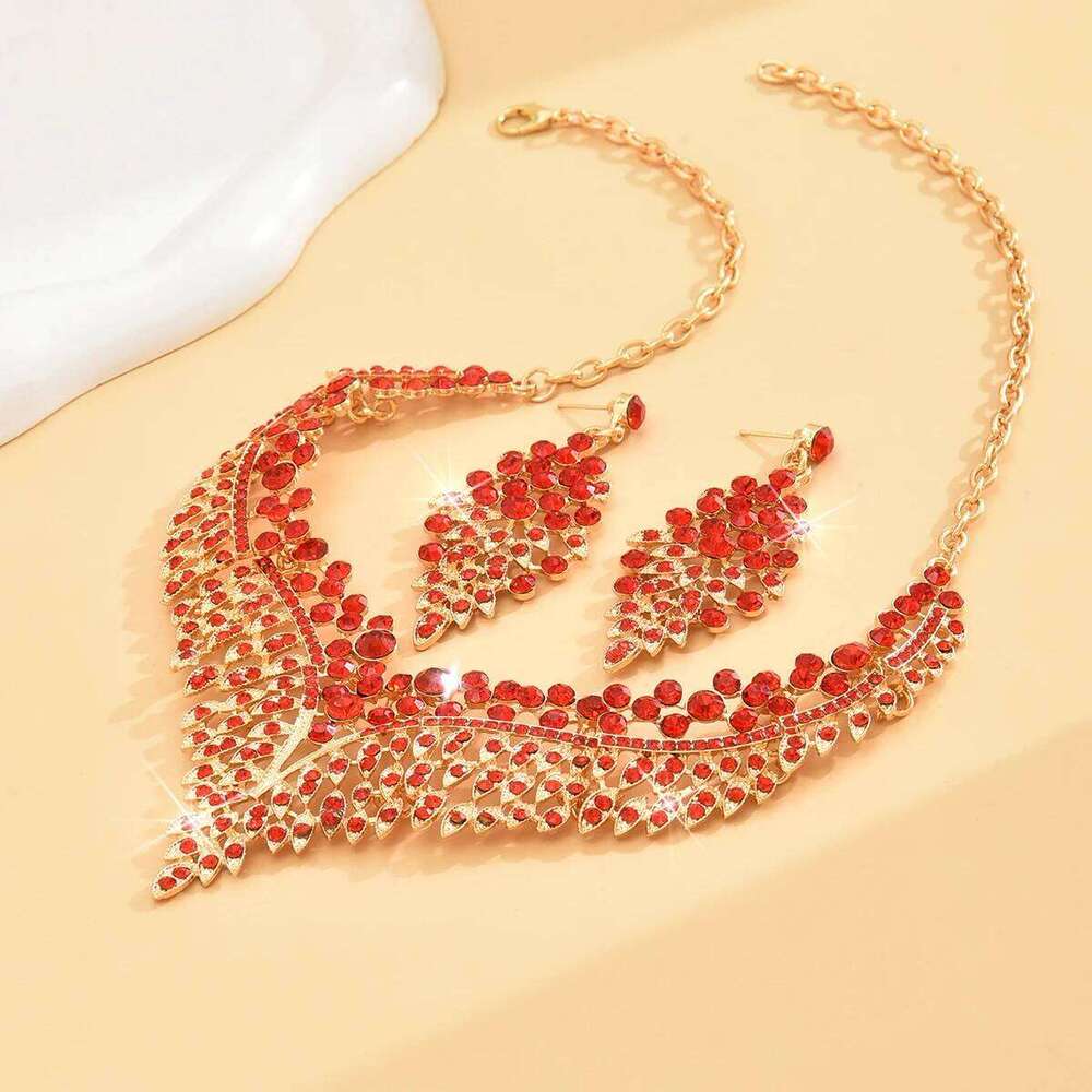 3PC Women's Fashion Starry Leaf Embellishments Necklace Earrings Jewelry Set Wedding Banquet Party Festival Gift 8884 Z260313