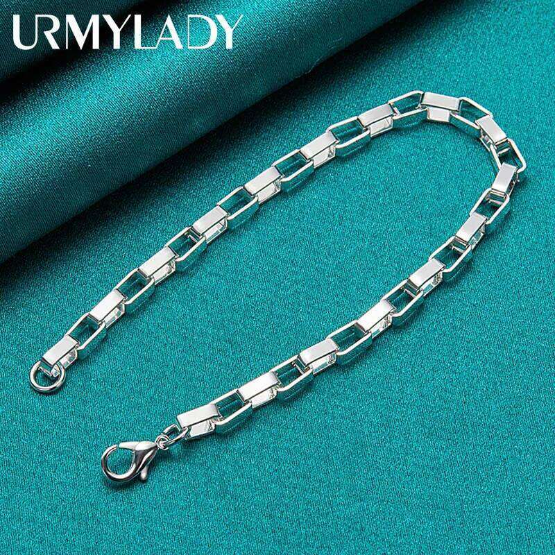 URMYLADY 925 Sterling Silver Big Long 5mm Box Chain Bracelet Wedding Engagement Party For Women Man Fashion Charm Jewelry Z260313