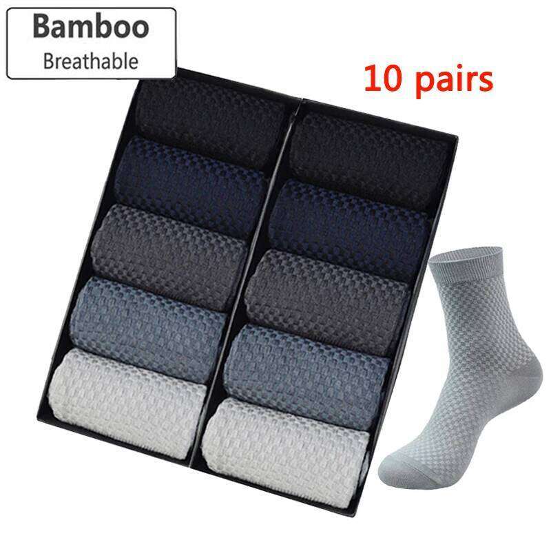 10 Pairs High Quality Bamboo Fiber Men's Business Breathable Deodorant Compression Socks Men Long Big Size EUR 38-47 Z260314