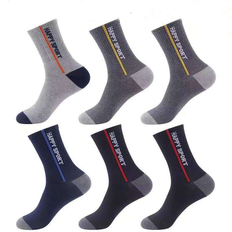 100% Cotton Thick Sports Business Sweat Absorbing Odor Proof Mid Length Stockings Basketball Trendy Socks Men's Autumn Z260314