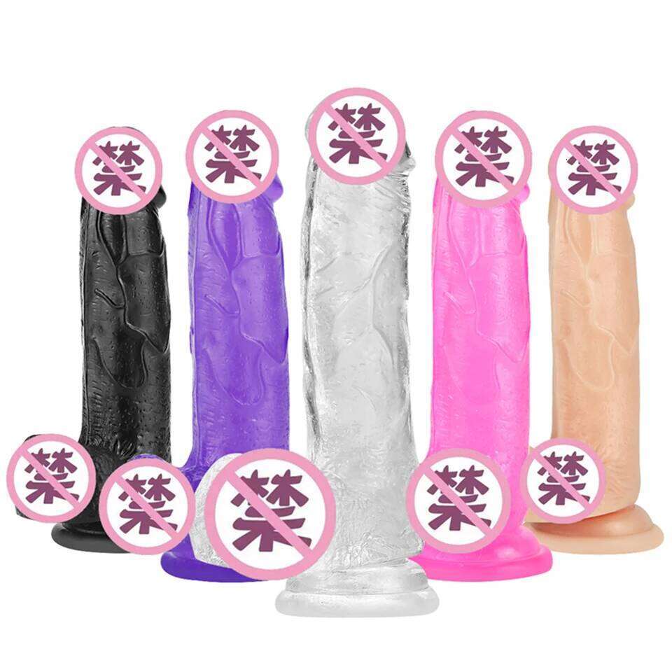 Soft Jelly Testis Realistic Anal Dildo Penis Suction Cup Male Dick Female Masturbation Fidget Sex Toys for Woman 26H0314