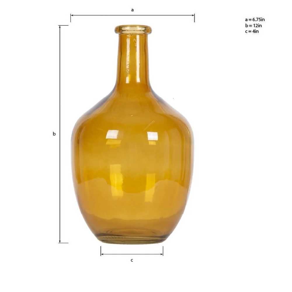Elegant 12 Inch High Amber Translucent Glass Tabletop Vase Flowers Plants Decorative Centerpiece Durable Easy to Clean Gift Y260314