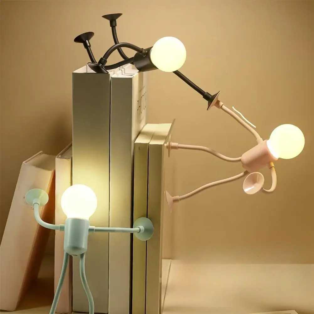 Versatile Small Humanoid Night Lights Changeable Shape Creative Fun Sportsman Table Lamps Button Battery Desk Lamps Ornament Y260314