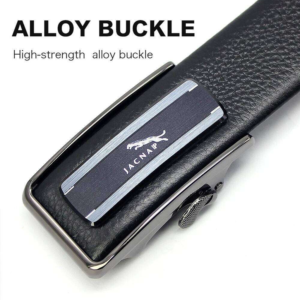 JACNAIP Ratchet Leather Belts for Men Automatic Adjustable Wear-Resistant Inside Wear Metal Buckle Mens Belt Strap 3.5CM Z260226