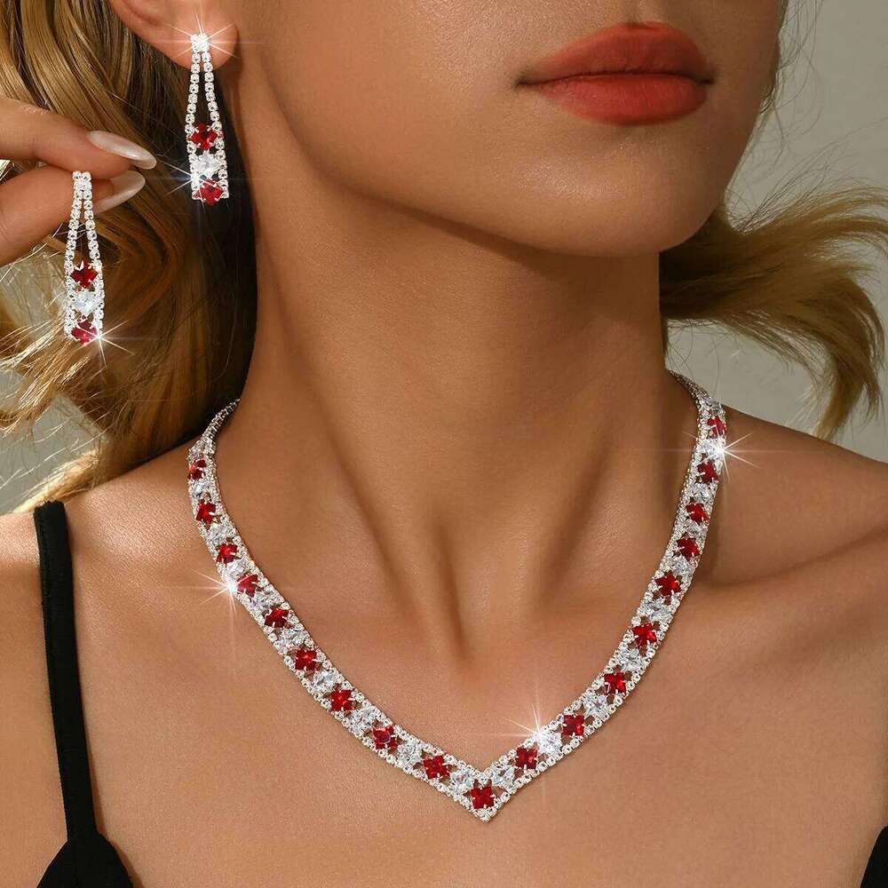 Bestselling Design Full Diamond Personalized Elegant Necklace Earrings Fashion Multi color Set Z260313